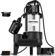 FOTING 1HP 40FT Sump Pump Submersible Sewage/Effluent Pump 5600 GPH - Heavy Duty Cast Iron - Automatic/Manual Septic Pump for Sump Basin/Residential/Sewage/Basement, 2'' NPT Discharge