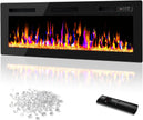 DEMO MODEL 50 Inch Ultra Thin Electric Fireplace-Narrow Bezel Linear Fireplace Heater Recessed Wall Mounted, Remote and Screen Control, 8H Sleep Timer, Low Noise, 750/1500W for Living Room, Bedroom