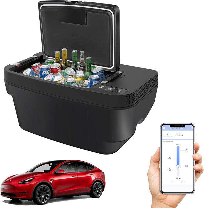 Car Refrigerator for Tesla Model Y 2019~2026, 35QT(33L) Car Fridge 12V Refrigerator for Tesla Model Y Juniper & Model YL, Portable Freezer Cooler -8℉~50℉ APP Control