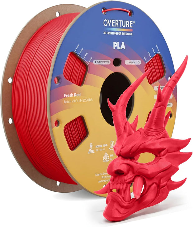 Case of 10 KG OVERTURE PLA Filament 1.75mm, Neatly Wound 3D Printer Filament Spool (2.2lbs)