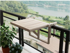28 inch x 24 inch Acacia Balcony Railing Table / Organic White Hardwax Wood Oil Stain Finish