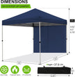 Northroad 10x10 FT Pop Up Canopy, Outdoor Popup Gazebo Shelter w/ 1 Sidewall,Wheeled Carrying Bag,4 Ropes,8 Stakes for Patio,Deck,Garden,Beach（Dark Blue）