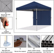 Northroad 10x10 FT Pop Up Canopy, Outdoor Popup Gazebo Shelter w/ 1 Sidewall,Wheeled Carrying Bag,4 Ropes,8 Stakes for Patio,Deck,Garden,Beach（Dark Blue）