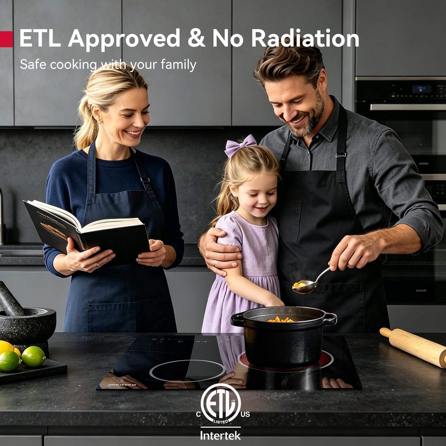 GASLAND 21 Inch Electric Cooktop 2 Burner, Built-in, 220V | ETL Certified, 16 Power Levels, Slide Touch Control, Timer