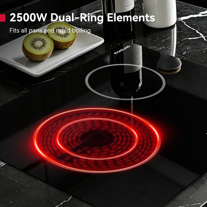 GASLAND 21 Inch Electric Cooktop 2 Burner, Built-in, 220V | ETL Certified, 16 Power Levels, Slide Touch Control, Timer