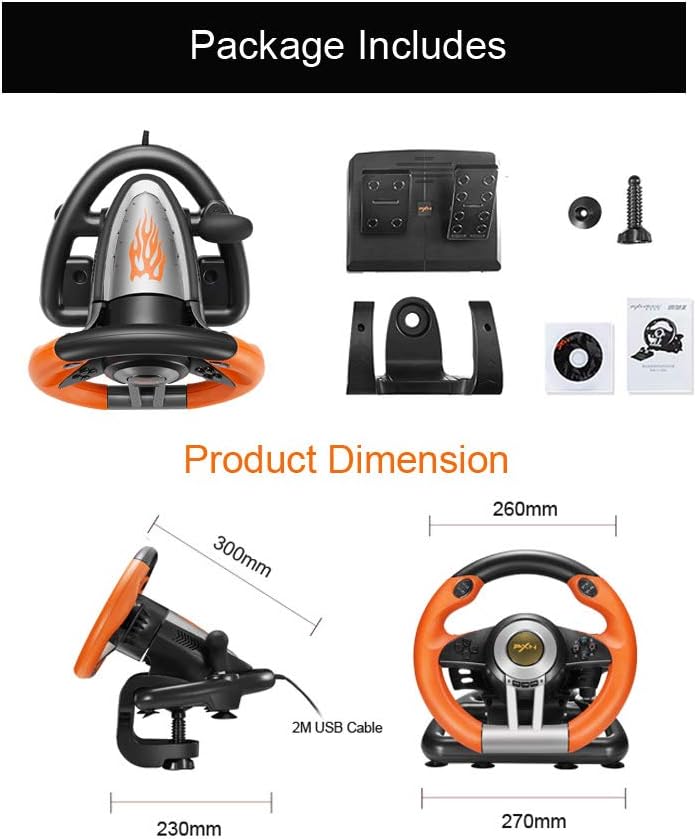 PXN V3PRO PC Racing Steering Wheel USB Simulator Race Gaming Steering Wheel