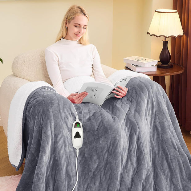 greenoak Heated Blanket Electric Full 72"X84", Heating Blanket with 10 Heat Levels 1/2/4/6/8 Hours Auto-Off, Fleece Soft