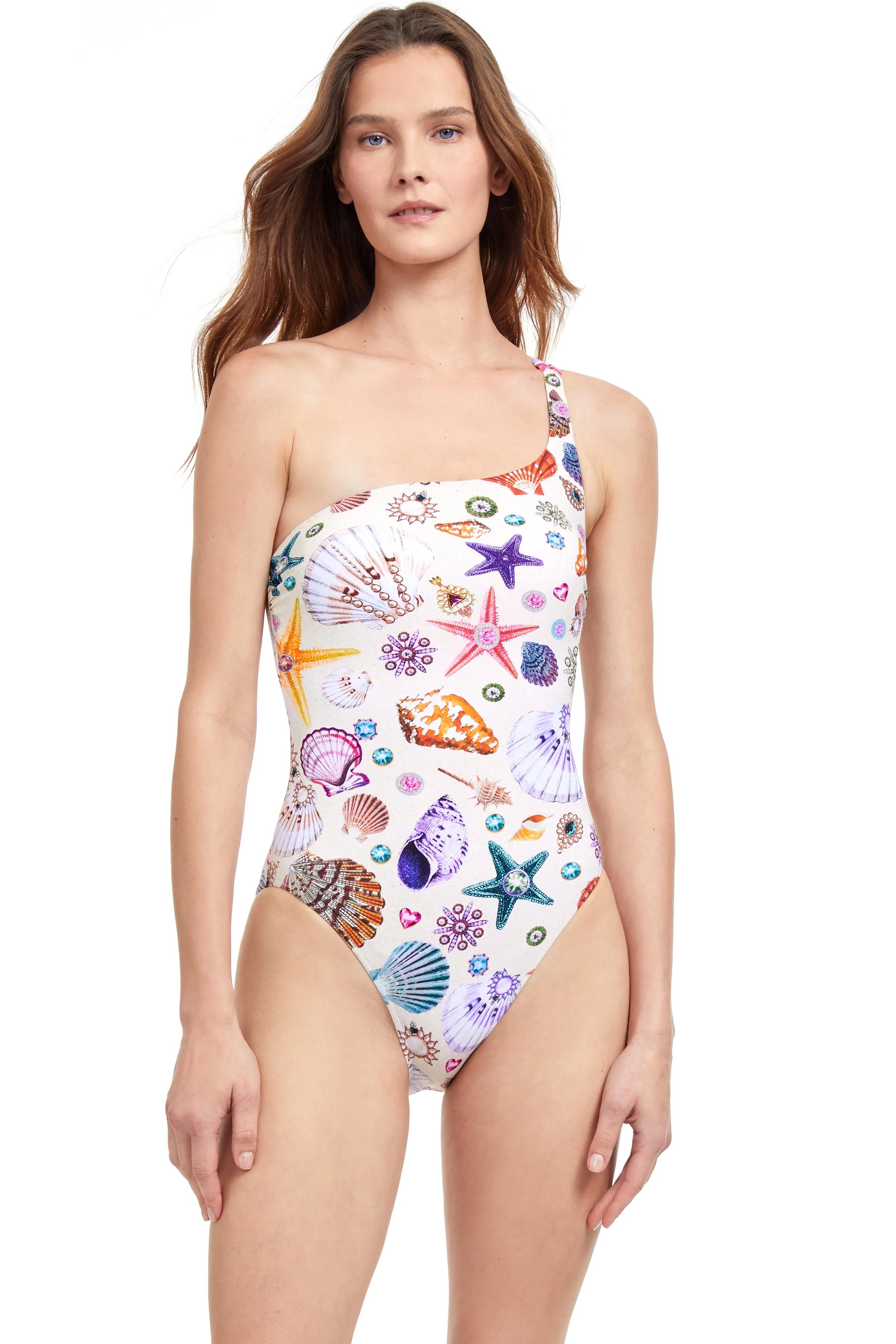 Gottex - Swimsuit One shoulder Seashell Size - USA 14