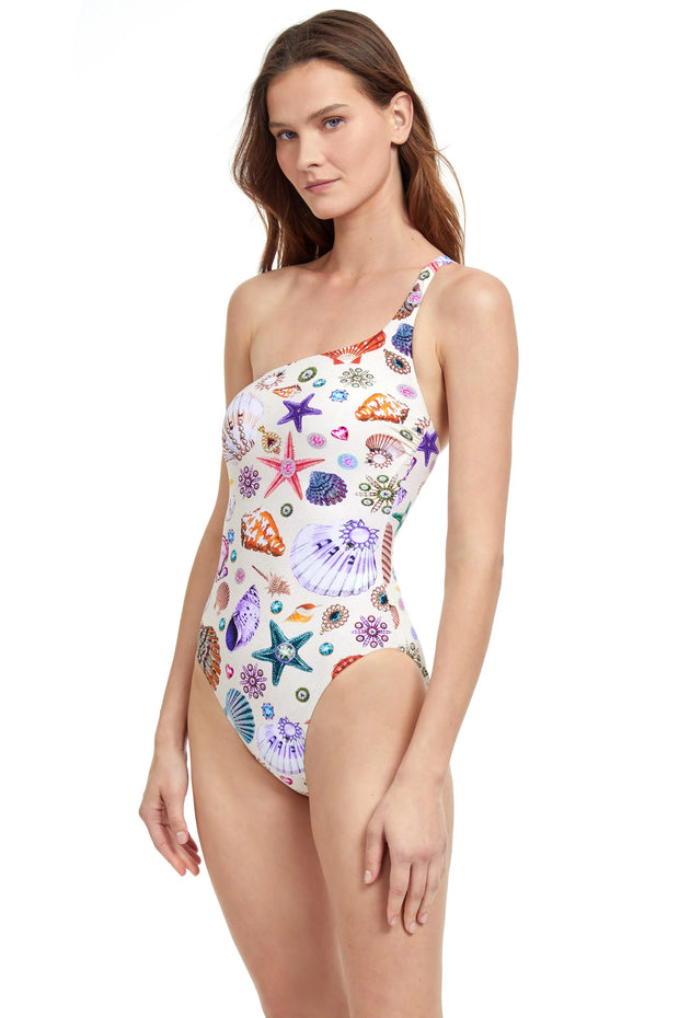 Gottex - Swimsuit One shoulder Seashell Size - USA 14