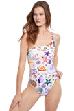 Gottex - Swimsuit One shoulder Seashell Size - USA 14