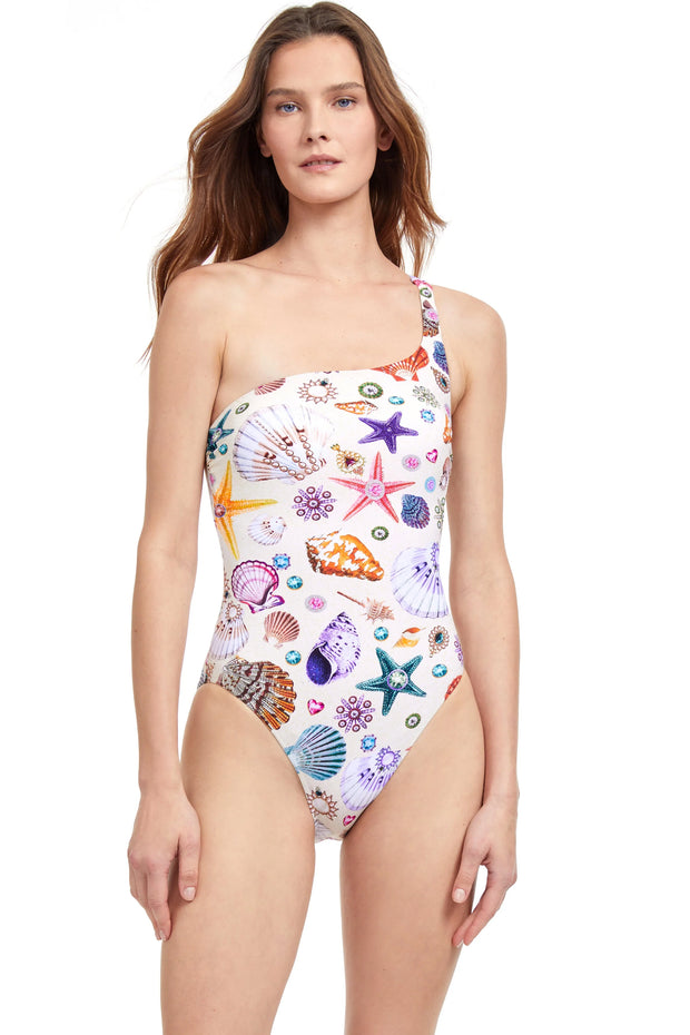Gottex - Swimsuit One shoulder Seashell Size - USA 14