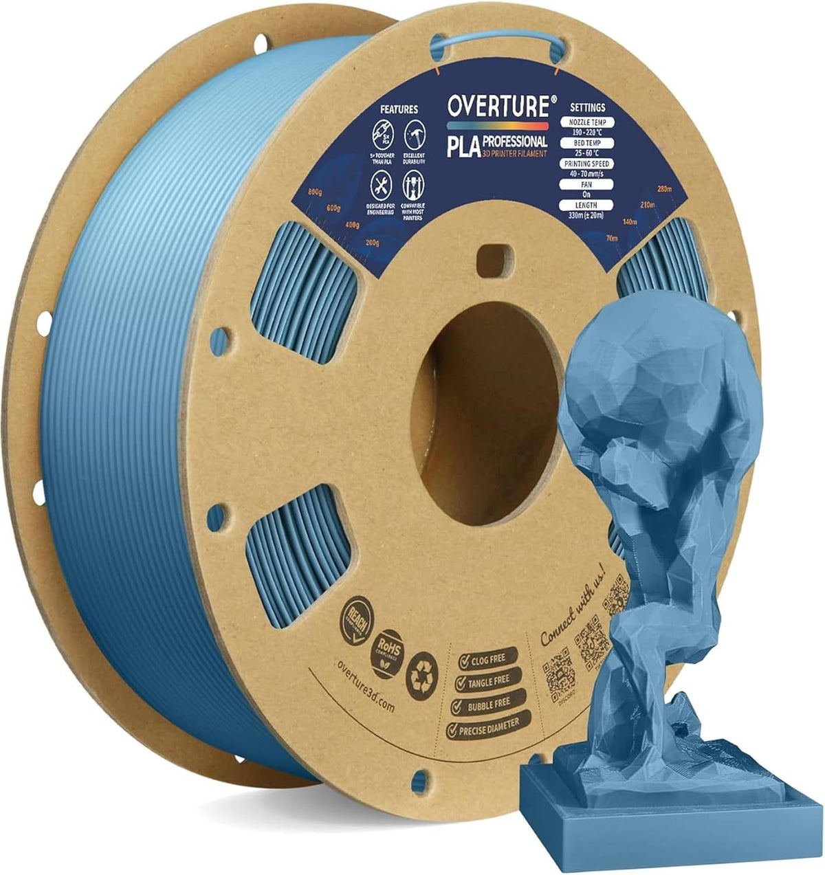 Case of 10 KG OVERTURE PLA Professional Filament 1.75mm, Professional 3D Printer Filament 1kg ASSORTED COLORS