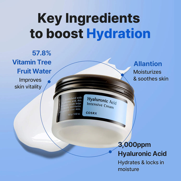 COSRX  Hyaluronic Acid Lightweight Hydrating Cream with Non-Greasy Finish for Dry, Sensitive Skin /100 g