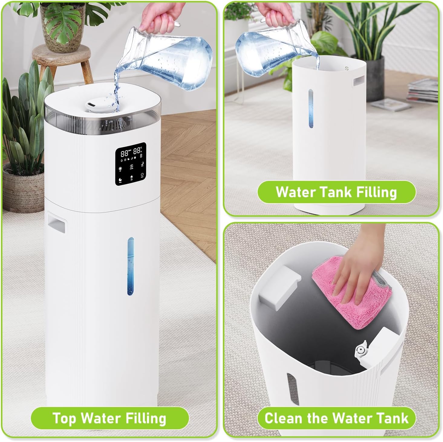 Humidifiers for Bedroom Large Room, 18L Super Quiet Cool Mist Humidifier for Whole House 2200ft²