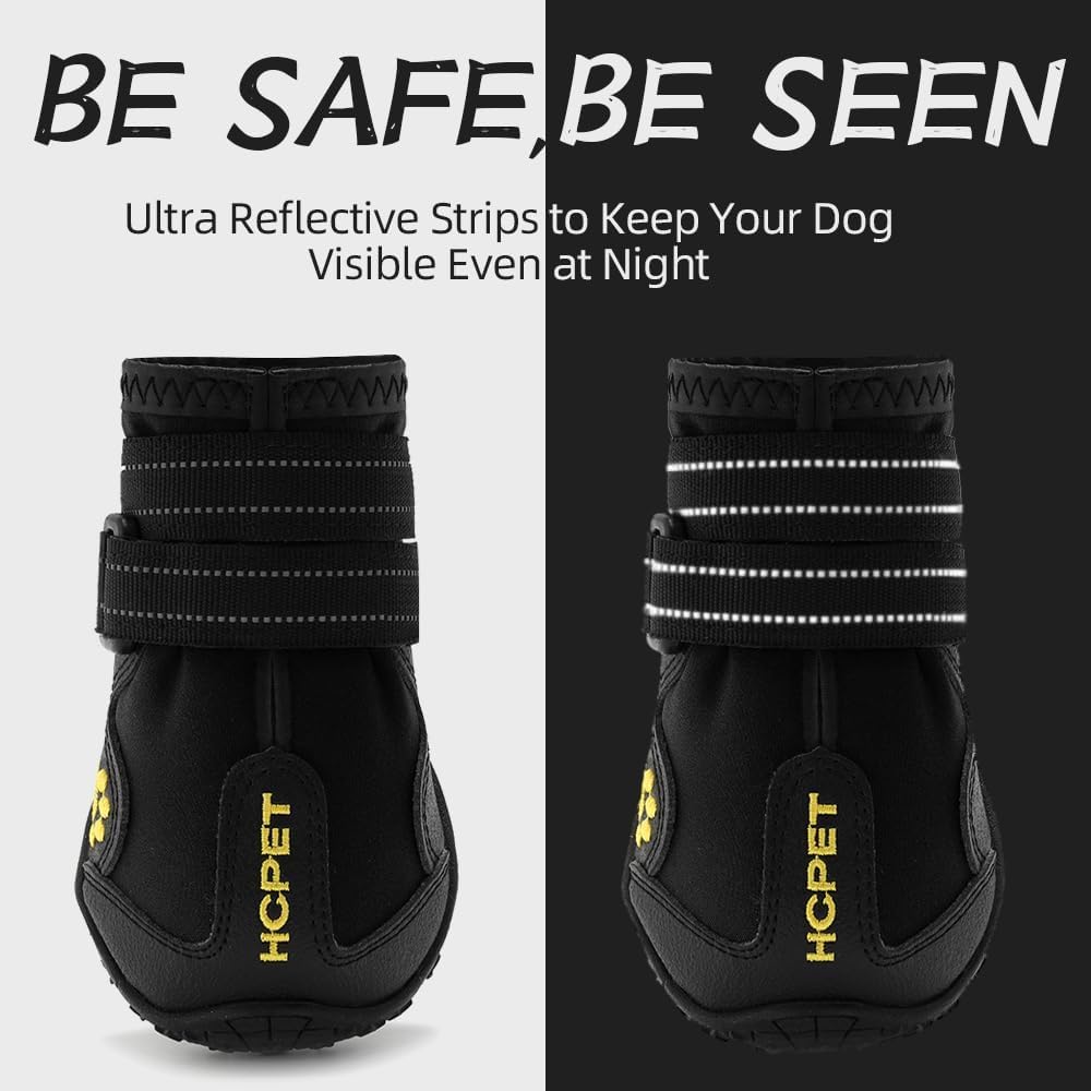 Dog Shoes for Small Dogs, Waterproof Dog Booties Paw Protector for Winter Snowy Day, Summer Hot Pavement, Outdoor Walking, Indoor Hardfloors Anti Slip Sole Black Size 3