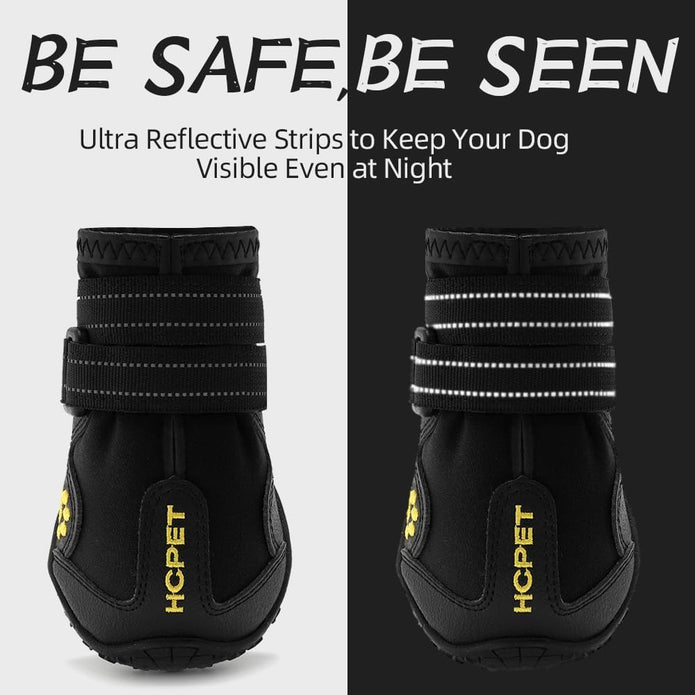 Dog Shoes for Small Dogs, Waterproof Dog Booties Paw Protector for Winter Snowy Day, Summer Hot Pavement, Outdoor Walking, Indoor Hardfloors Anti Slip Sole Black Size 3