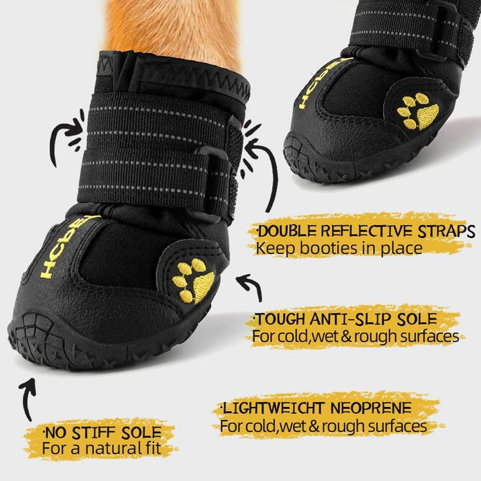 Dog Shoes for Small Dogs, Waterproof Dog Booties Paw Protector for Winter Snowy Day, Summer Hot Pavement, Outdoor Walking, Indoor Hardfloors Anti Slip Sole Black Size 3
