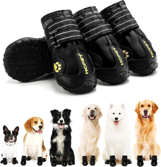 Dog Shoes for Small Dogs, Waterproof Dog Booties Paw Protector for Winter Snowy Day, Summer Hot Pavement, Outdoor Walking, Indoor Hardfloors Anti Slip Sole Black Size 3