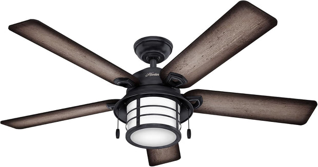 Hunter 59135 Key Biscayne 54" Weathered Zinc Ceiling Fan with Five Burnished Gray Pine/Gray Pine Reversible Blades