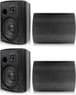 Herdio 6.5 inch 800W Outdoor Bluetooth Speakers Waterproof Wall Mounted Sound System with Multifunctional Amplifier, Powerful Bass & Stereo Sound, Easy to Install, for Patio Deck Porch (2 Pairs Black)