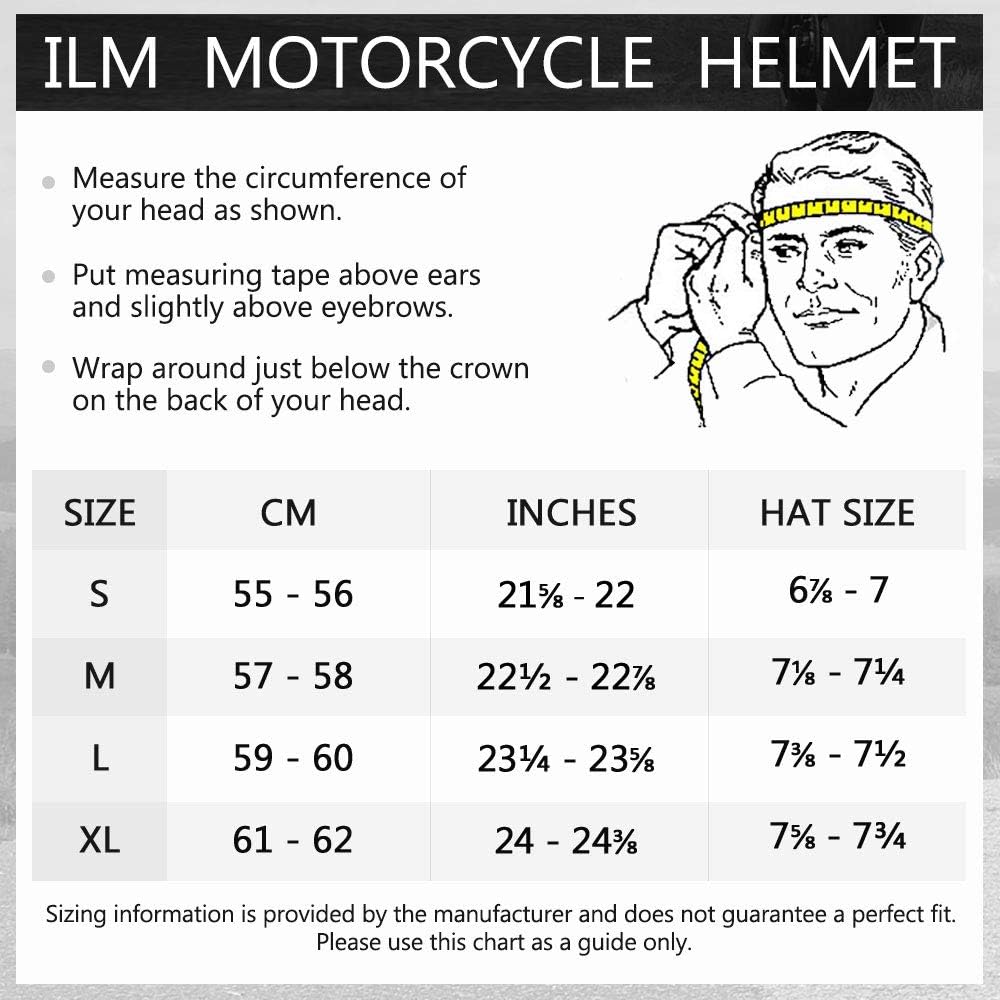 ILM Motorcycle Dual Visor Flip up Modular Full Face Helmet DOT LED Light Model 902L (M, Matte Black - LED)
