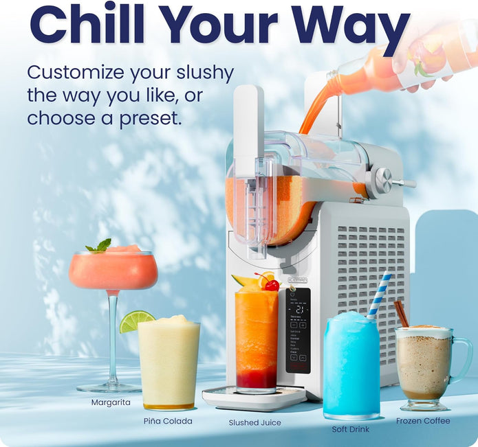NEW / OPEN BOX Iceman by Chefman Slush-Ease Slushie Machine, 48oz Liquid Capacity Frozen Drink Maker & Slushy Machine with 5 Presets and LED Display