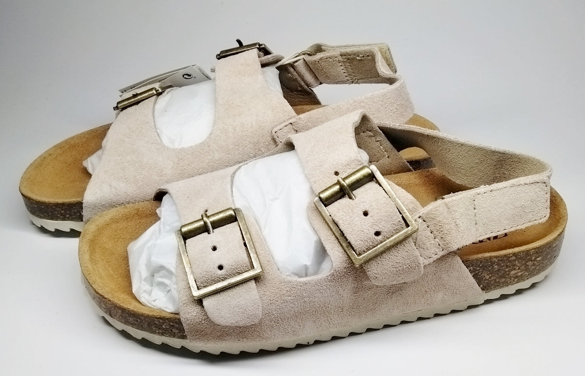 ZARA Neutral Leather Sandals • Big Kid