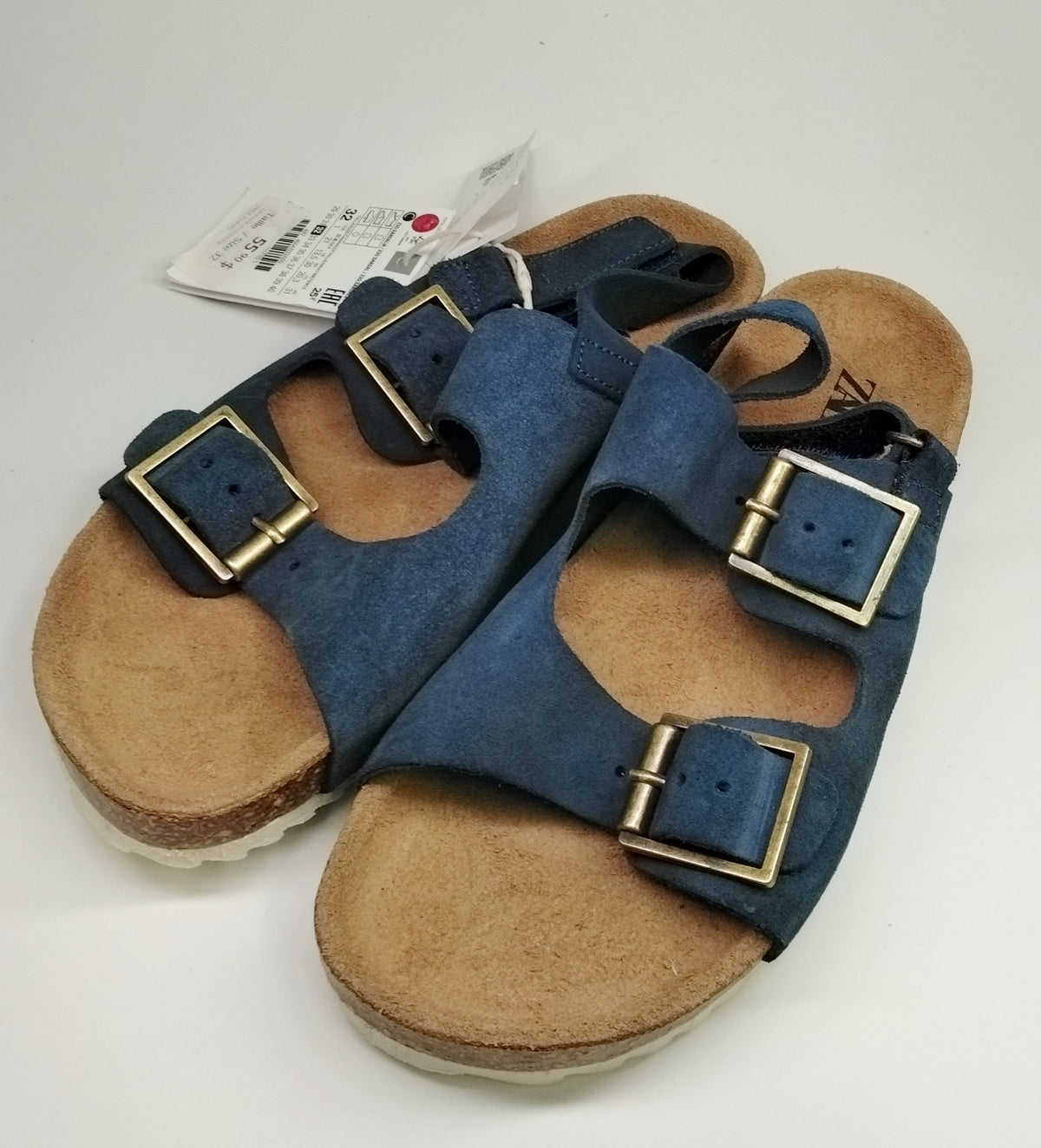 ZARA Neutral Leather Sandals • Big Kid