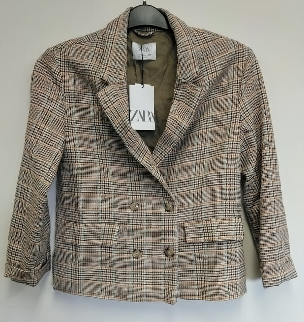 Zara Girl’s Double Breasted Rustic Plaid Blazer
