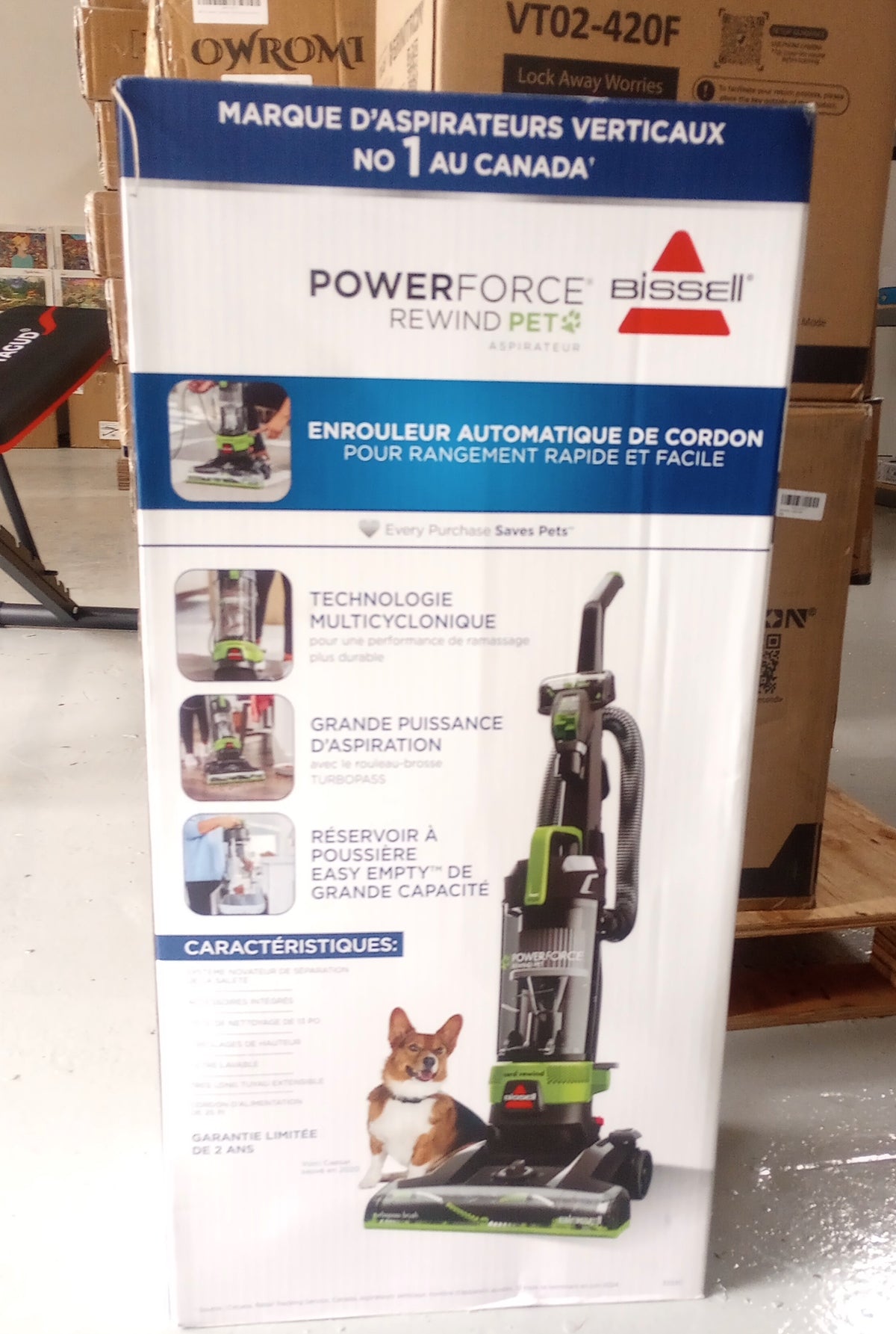 BISSELL PowerForce Rewind Pet Bagless Upright Vacuum, Powerful suction captures messes