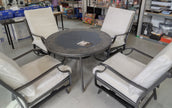 Highview Terrace 5-Piece Metal Outdoor Patio Fire Pit / Table Seating Set Performance Acrylic Mist Cushions