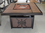 St. Charles 5-Piece Metal Outdoor Patio Fire Pit / Table Seating Set Performance Acrylic Mist Cushions
