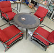 St. Charles 5-Piece Metal Outdoor Patio Fire Pit / Table Seating Set Performance Acrylic Mist Cushions