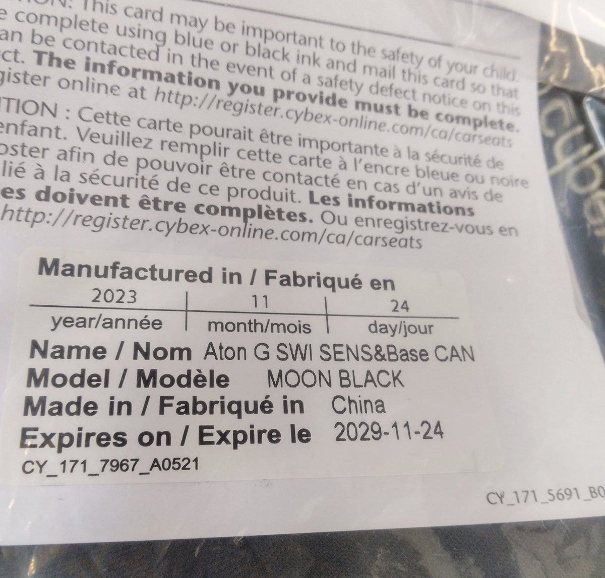 Cybex Aton G Swivel Infant Car Seat, 4–35 lbs, 180° Rotation, Safety Alerts Moon Black