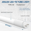JESLED T8 LED Tube Lights 4FT, 14W 2450LM, Type A+B, 5000K Daylight White | Single or Double End Powered, Plug and Play or Ballast Bypass