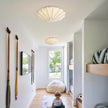 Japanese Silk Flush Mount Ceiling Light Mid Century Fabric Hanging Lantern Ceiling Light Modern White Overhead Light for Entrance Living Room Bedroom