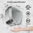 JETWELL UL Approved Commercial Hand Dryer for Bathroom, High Speed Jet Air Hand Dryer with HEPA Filter for Home, Heavy Duty Polished Stainless Steel Auto Warm Wind Hand Blower