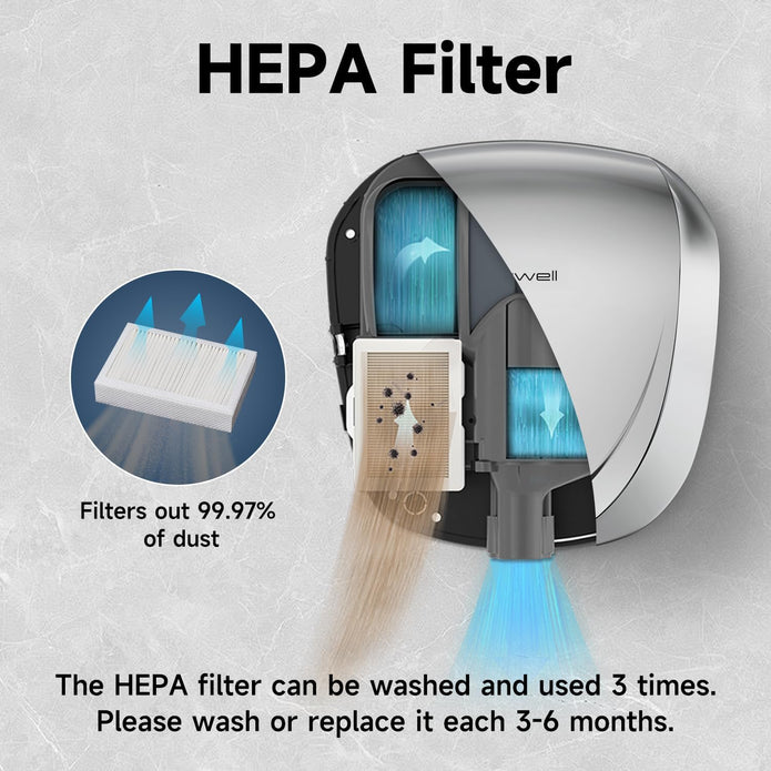 JETWELL UL Approved Commercial Hand Dryer for Bathroom, High Speed Jet Air Hand Dryer with HEPA Filter for Home, Heavy Duty Polished Stainless Steel Auto Warm Wind Hand Blower