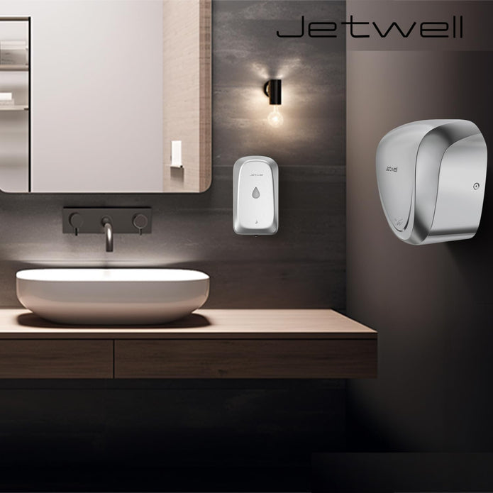 JETWELL UL Approved Commercial Hand Dryer for Bathroom, High Speed Jet Air Hand Dryer with HEPA Filter for Home, Heavy Duty Polished Stainless Steel Auto Warm Wind Hand Blower