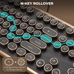 RK104 Typewriter Keyboard, Retro Mechanical, Wooden Grain Wired Full-Size Keyboard with Round Keycaps, N-Key Rollover, Green Linear Switches