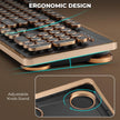 RK104 Typewriter Keyboard, Retro Mechanical, Wooden Grain Wired Full-Size Keyboard with Round Keycaps, N-Key Rollover, Green Linear Switches