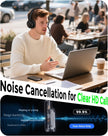 Bluetooth Headset, Wireless Headset with Mic for Work, Qualcomm Dongle, 5.4 Headsets with Microphone for Work, Wireless Noise Cancelling Headphones (Black)