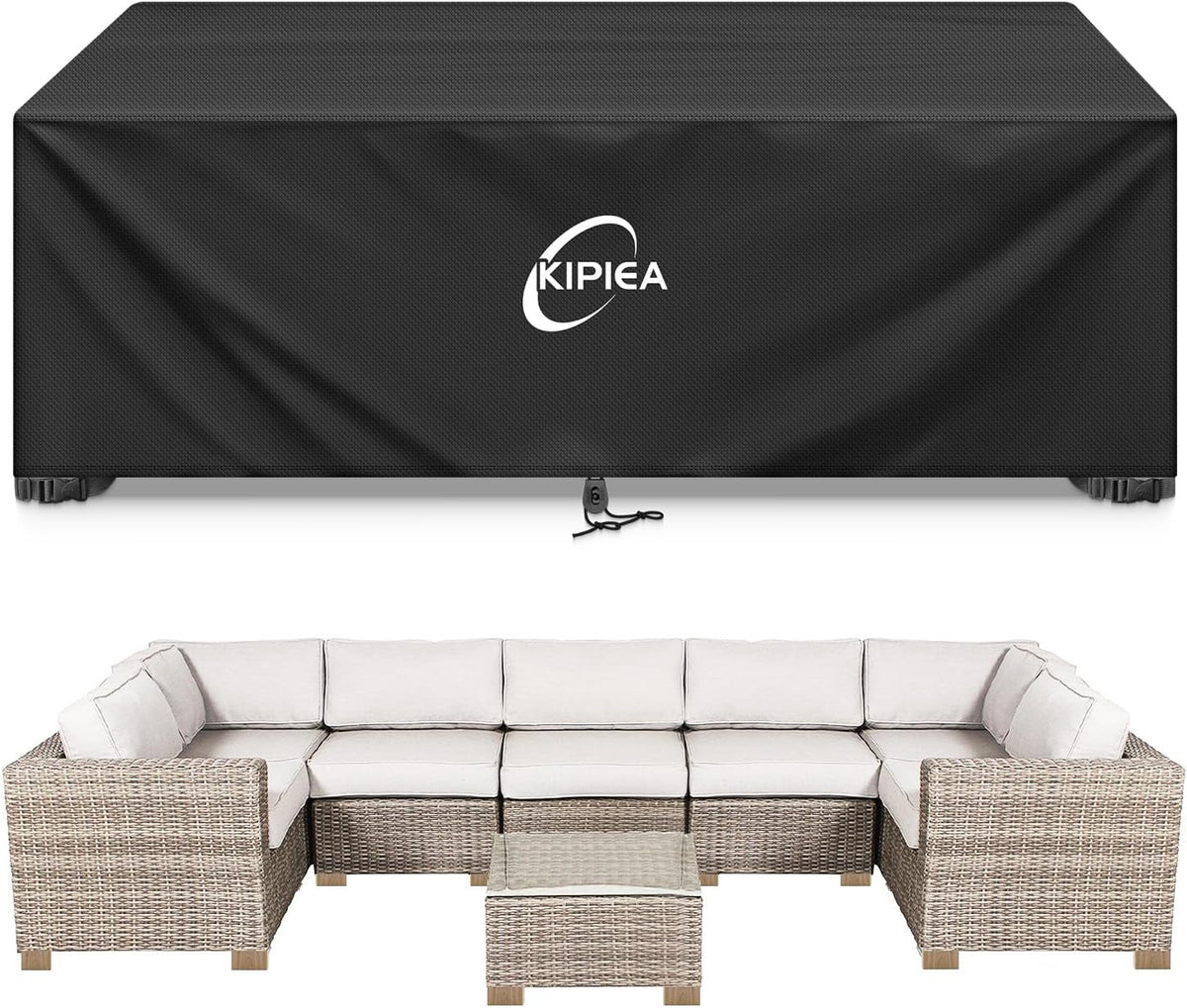Kipiea Patio Furniture Covers Waterproof Winter, 420D Outdoor Furniture Set Covers, Heavy-Duty Patio Table Covers, No Tears Anti UV No Fading (98