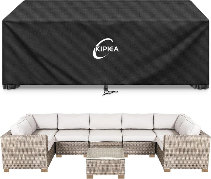Kipiea Patio Furniture Covers Waterproof Winter, 420D Outdoor Furniture Set Covers, Heavy-Duty Patio Table Covers, No Tears Anti UV No Fading (98" L x 83" W x 36" H)