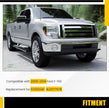 Front Bumper Face Bar Compatible with 2009-2014 Ford F150 F-150 W/O Fog Light Holes Replacement for FO1002411 9L3Z17757B Chrome Steel Silvery 3Pcs