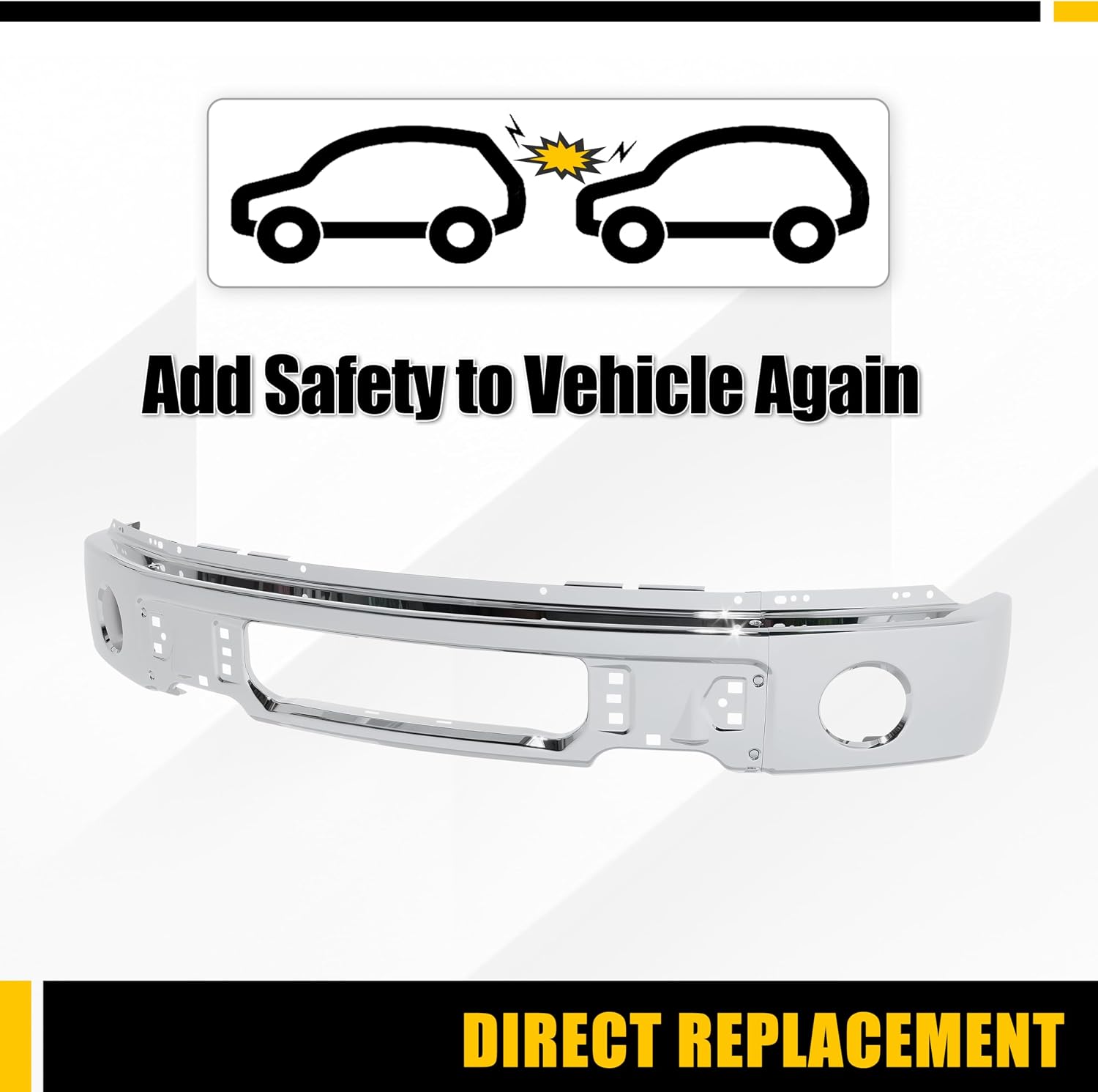 Front Bumper Face Bar Compatible with 2009-2014 Ford F150 F-150 W/O Fog Light Holes Replacement for FO1002411 9L3Z17757B Chrome Steel Silvery 3Pcs