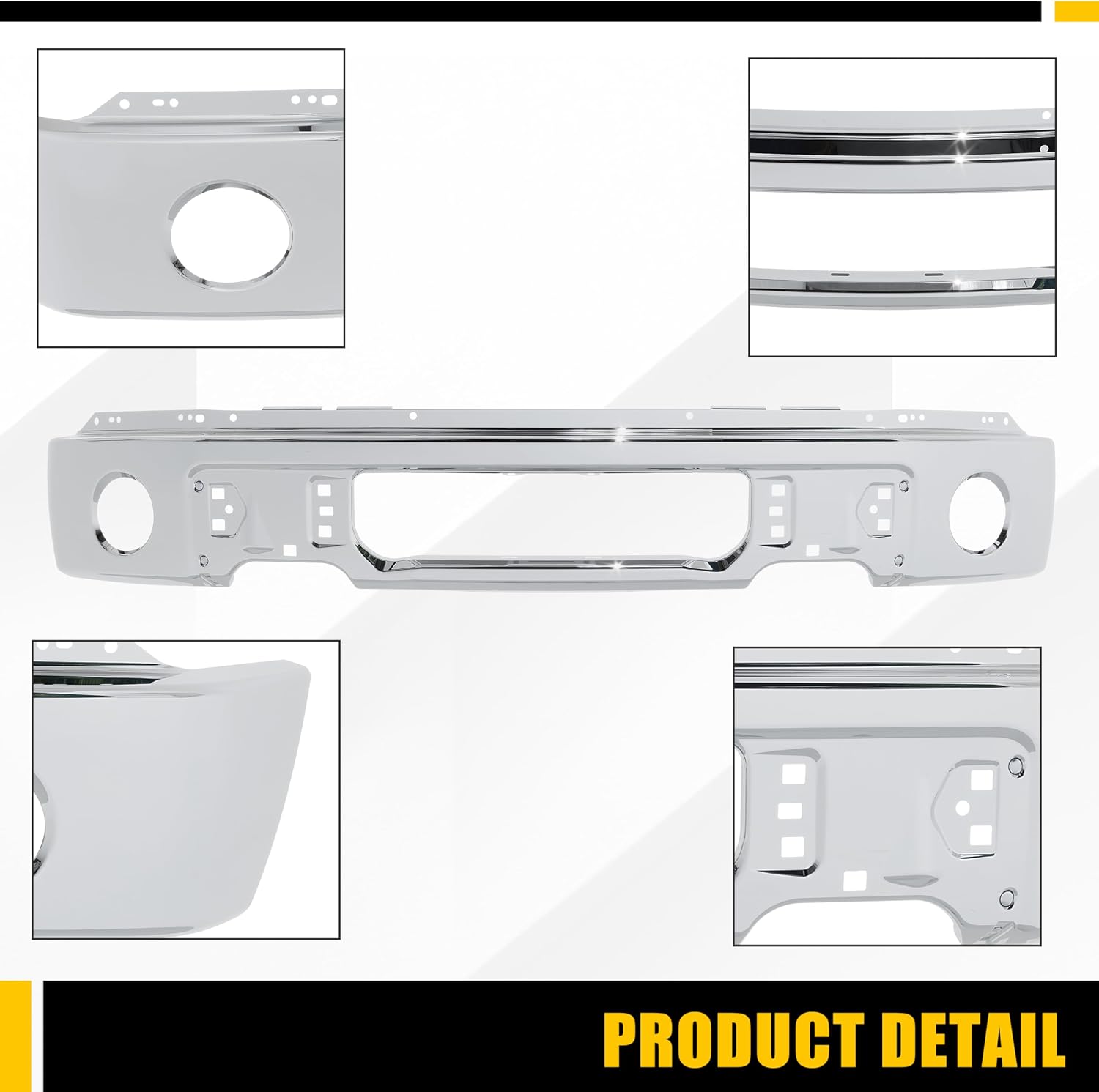 Front Bumper Face Bar Compatible with 2009-2014 Ford F150 F-150 W/O Fog Light Holes Replacement for FO1002411 9L3Z17757B Chrome Steel Silvery 3Pcs