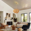 24'' Boho Rattan Chandelier, 4-Light Hand-Woven Wicker Pendant Lamp, Rustic Modern Ceiling Light Fixture