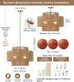 24'' Boho Rattan Chandelier, 4-Light Hand-Woven Wicker Pendant Lamp, Rustic Modern Ceiling Light Fixture
