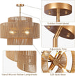 24'' Boho Rattan Chandelier, 4-Light Hand-Woven Wicker Pendant Lamp, Rustic Modern Ceiling Light Fixture